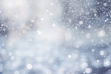 Obraz premium Bokeh light snowflakes background winter atmosphere.