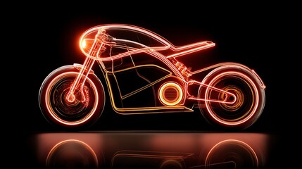 Abstract vector art illustration of a glowing bicycle shape in a smoky black background with stars and a color wave pattern