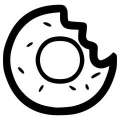 doodle bitten donut illustration hand drawn outline vector