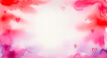 Watercolor hearts background for Valentine's Day or romantic designs