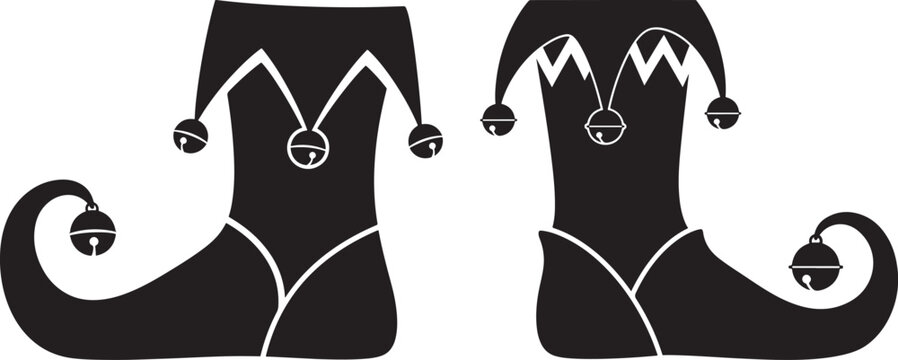Pair of jester boots with bells silhouette