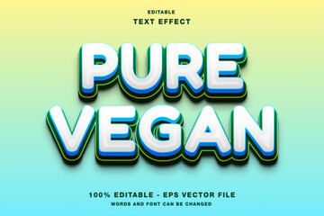 Pure Vegan 3D Text Effect with White and Blue Layers.