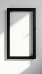 Bold rectangular black frames casting shadows on white backdrop , frame, elegant