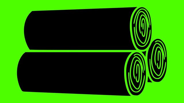 firewood illustration pile silhouette forest logo video icon green outline screen natural energy wood timber winter wooden fire brown shape traditional vector graphic background