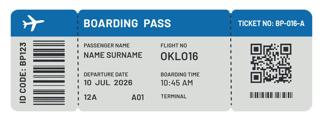 Boarding Pass Ticket for Airplane Travel with Flight Information © MOHAMMAD