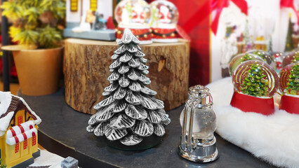 Festive Christmas decoration and gift shopping atmosphere in holiday store
