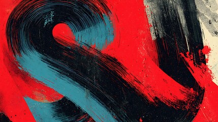 Abstract red and white watercolor paint pattern on a grunge textured wall backdrop with vintage dark paper illustration