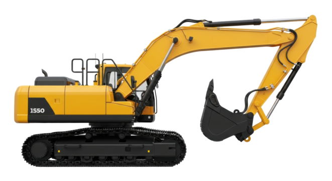 Isolated new 1550 excavator construction machinery vehicle equipment earthmoving industrial