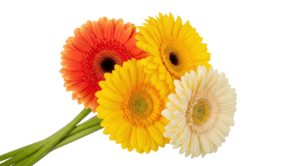 Isolated bouquet of vibrant Gerbera daisies brightens any room with happy cheerfulness
