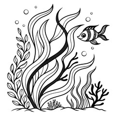 Dynamic Underwater Graphic Stylized Seaweed Arrangement