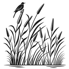  Strong Vertical Parallel Line Pop Art Cattail Plant