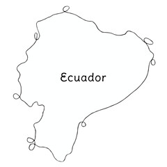 Ecuador continuous line map. line art of Ecuador map. single outline vector illustration	
