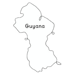 Guyana continuous line map. line art of cu¹ba map. single outline vector illustration	
