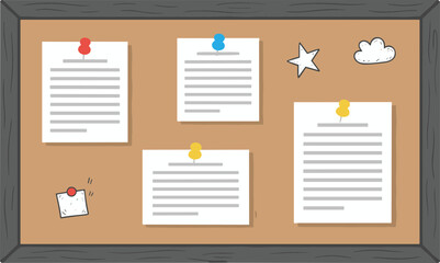 Simple Flat Design Bulletin Board with Paper Note and Pin