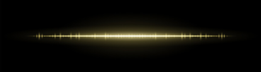 Color glowing horizontal flare with fine light pulses and reflection. Suitable for overlays, highlights, and modern digital effects.