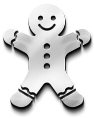 Metallic silver gingerbread man christmas cookie decoration isolated