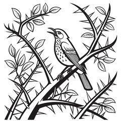 Modern Edgy Abstract Thorny Branches Pop Art Design