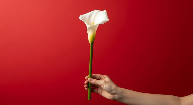 hand holding calla lily flower
