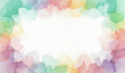 Fototapeta premium Pastel watercolor circular frame with white copy space background