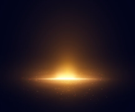 A warm, glowing light rising from below, with a soft haze and shimmering particles against a dark background. A vector light effect for overlays, fantasy scenes, and atmospheric backgrounds.