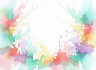 Obraz premium Pastel watercolor wave splash border on white background with copy space