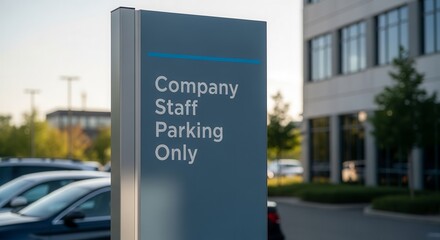 Naklejka premium Corporate Parking Sign Indicating Staff Designation And Providing Directions For Access