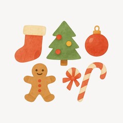 Naklejka premium Festive holiday icons collection.