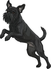 Fototapeta premium Griffon Belge dog jumping playful pose cute illustration