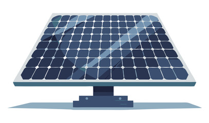 A single solar panel with photovoltaic cells mounted on a small dark base. Isolated transparent background ( include cut-out PNG file ).