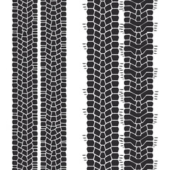 Four detailed dark off road tire tracks print texture Isolated transparent background ( include cut-out PNG file )
