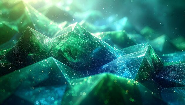 green blue glittering geometric shape texture, soft blur ,smooth glow light