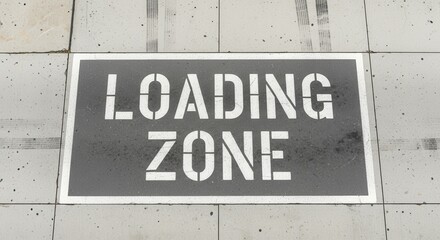 Designated Loading Area Sign On Concrete Pavement, Industrial Zone, Signage