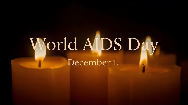 WORLD AIDS DAY concept glowing candles on dark background