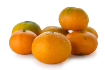 Pile of Fresh Mandarin Oranges on White Background