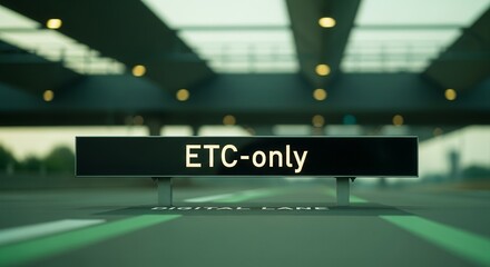 Digital Lane With Electronic Toll Collection Sign Suggests Speed and Technology Focused Travel