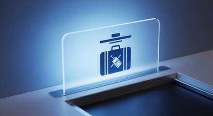 Digital Luggage Icon Illuminated Display Showcasing Baggage Handling System Guidance