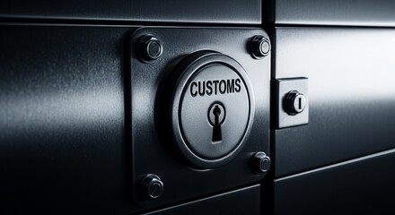 Customs Sealed Metal Portal With Keyhole Showing Import and Export Restrictions