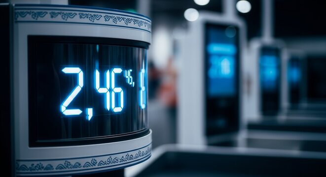 Digital Terminal Displaying Numbers in a Modern and Futuristic Environment Showing Data