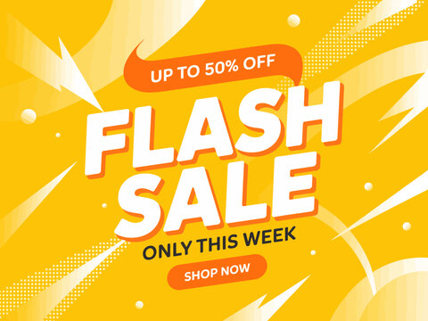 This eye-catching promotional banner features bold text announcing a flash sale, designed with striking colors and graphic elements that convey excitement and urgency for customers.