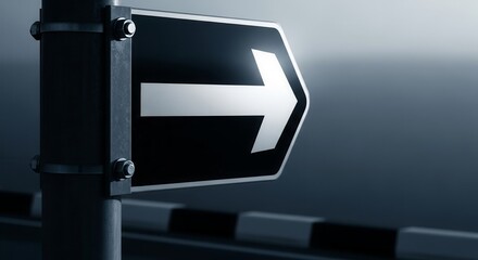 Directional Arrow Sign Indicating The Right Path Forward For Transportation And Navigation