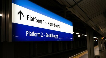 Directional Transit Signage Displays Platform Information for Commuters and Travelers