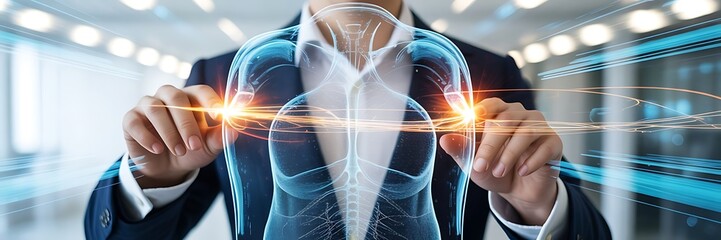 Futuristic Human Anatomy and Technology Interaction