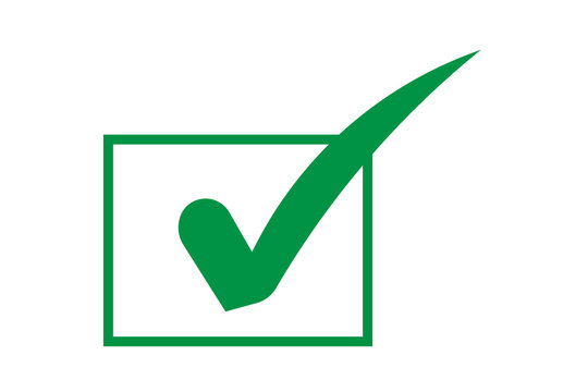 green checkmark in a square frame