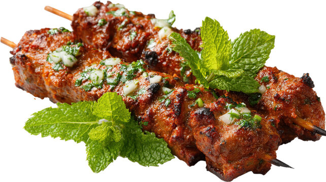 Juicy Reshmi Kebab Recipe: A Classic Indian Appetizer isolated on a white background