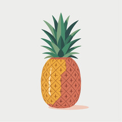 Obraz premium A vibrant ripe pineapple with a textured rind and green leafy crown isolated on a light background.