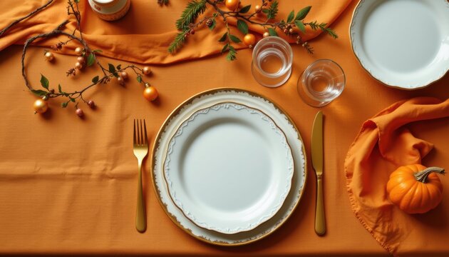 Minimalist table setting with elegant cutlery and traditional zero waste props