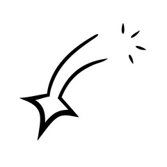 Falling star doodle isolated on for design and decoration