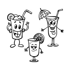 Cartoon cocktail character isolated on for design use