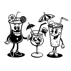 Cartoon cocktail character isolated on for design use