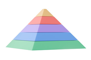 3d pastel pyramid chart icon. hierarchy strategy concept. Minimal cartoon pyramid chart funnel infographic for business presentation slide. isolated on white background. 3d render.